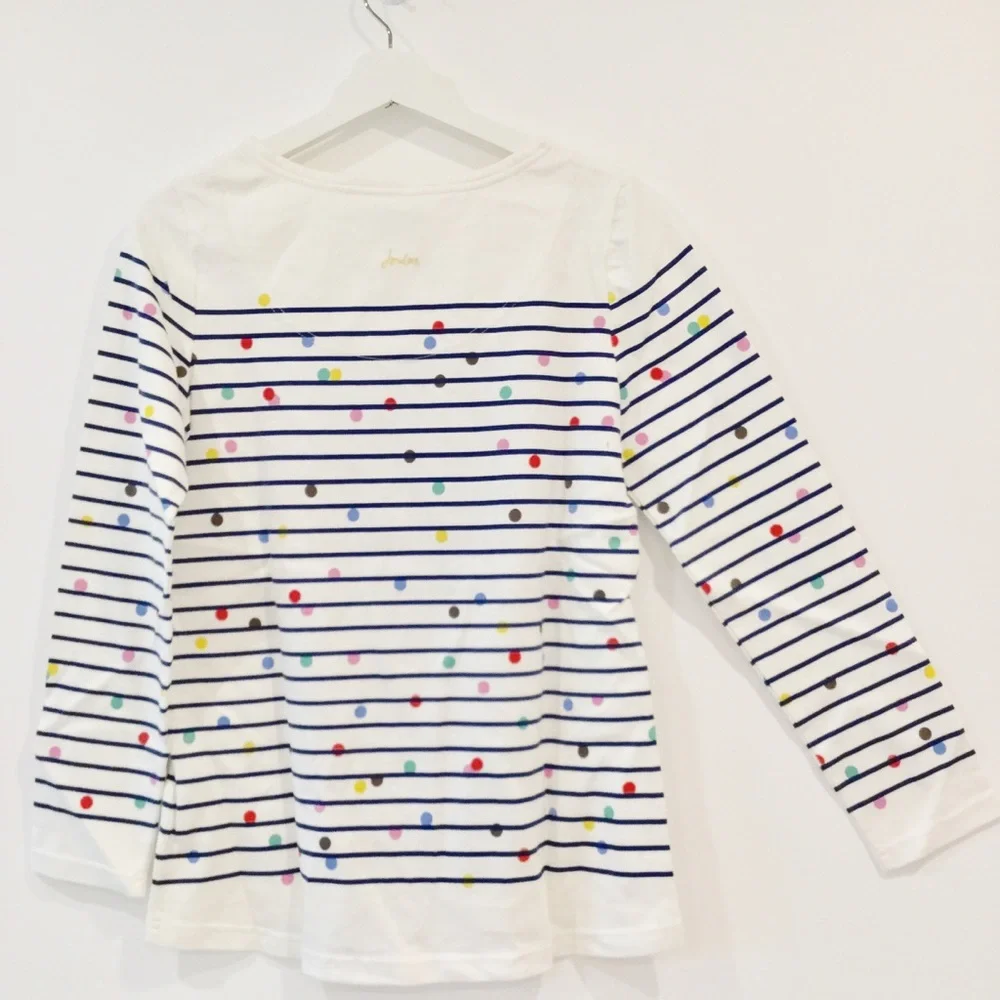 Joules 100% Cotton Polka Dot Striped Coastal Long Sleeve Top Sz 6 - Picture 6 of 13